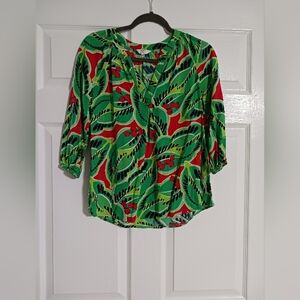 Green and Red Crown and Ivy blouse